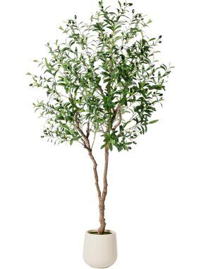 6FT Faux Olive Tree with Textured Trunk & Silk Leaves - Indoor Decorative Plant